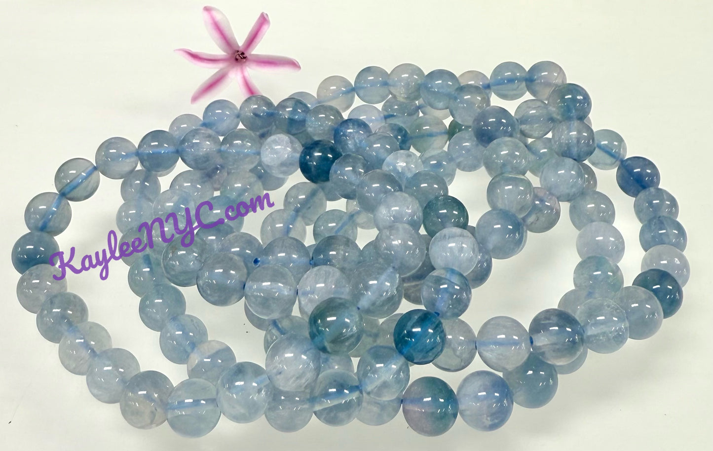 6 PCs 8mm Natural Blue Fluorite Stretch Bracelet 7.5”