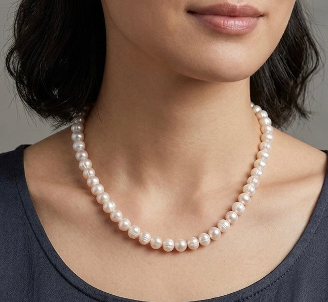 6 PCs 6 pcs ~6.5mm Natural Freshwater Pearl Necklace Healing Energy