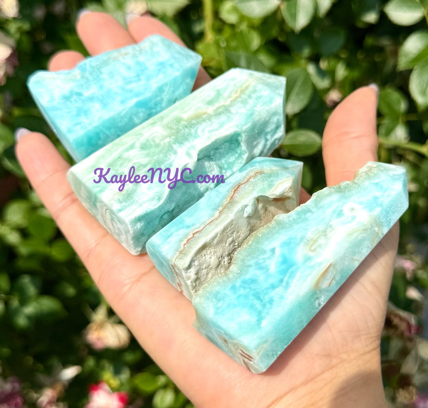 1 lb Natural Blue Aragonite Obelisk Tower Crystals Healing Energy