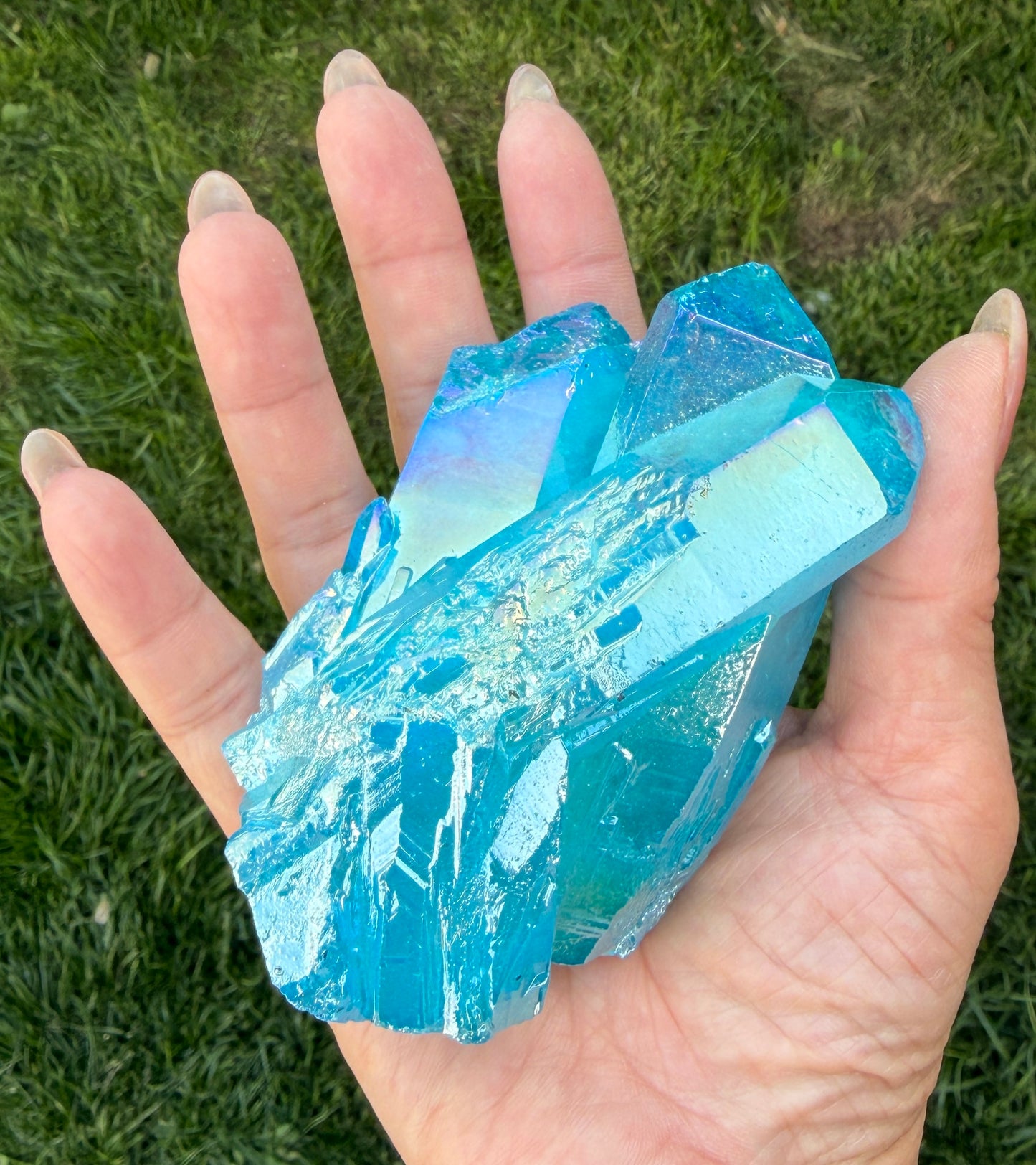 Wholesale 2 lbs Aqua Aura Quartz Cluster Natural Crystal