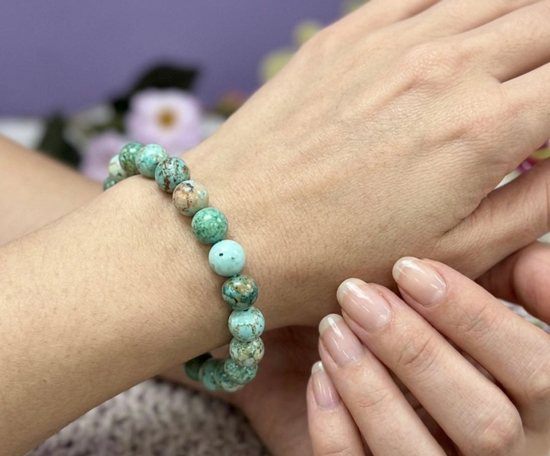 6 Pcs Natural Turquoise 10mm 8” Crystal Healing Stretch Bracelet