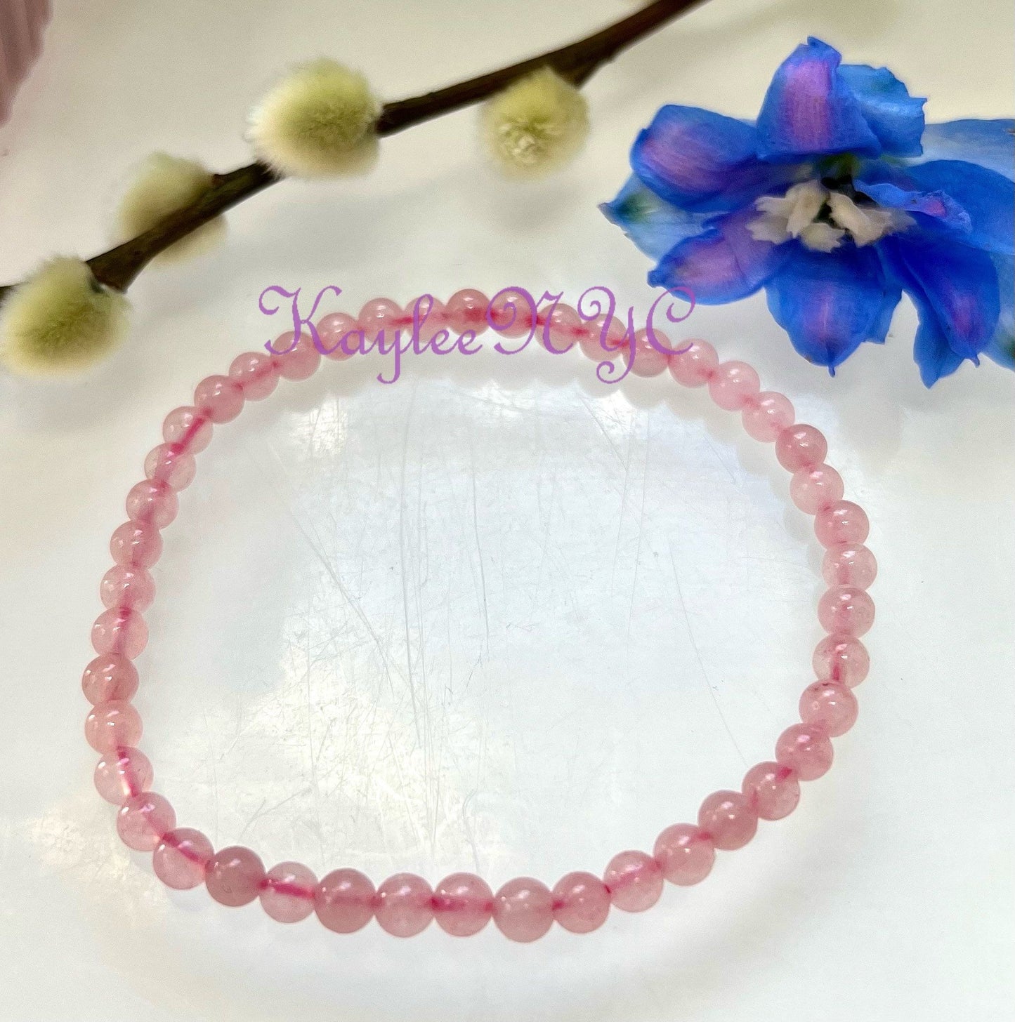 Wholesale Lot 6 Pcs Natural Rose Quartz 4mm 7.5” Crystal Healing Stretch Bracelet