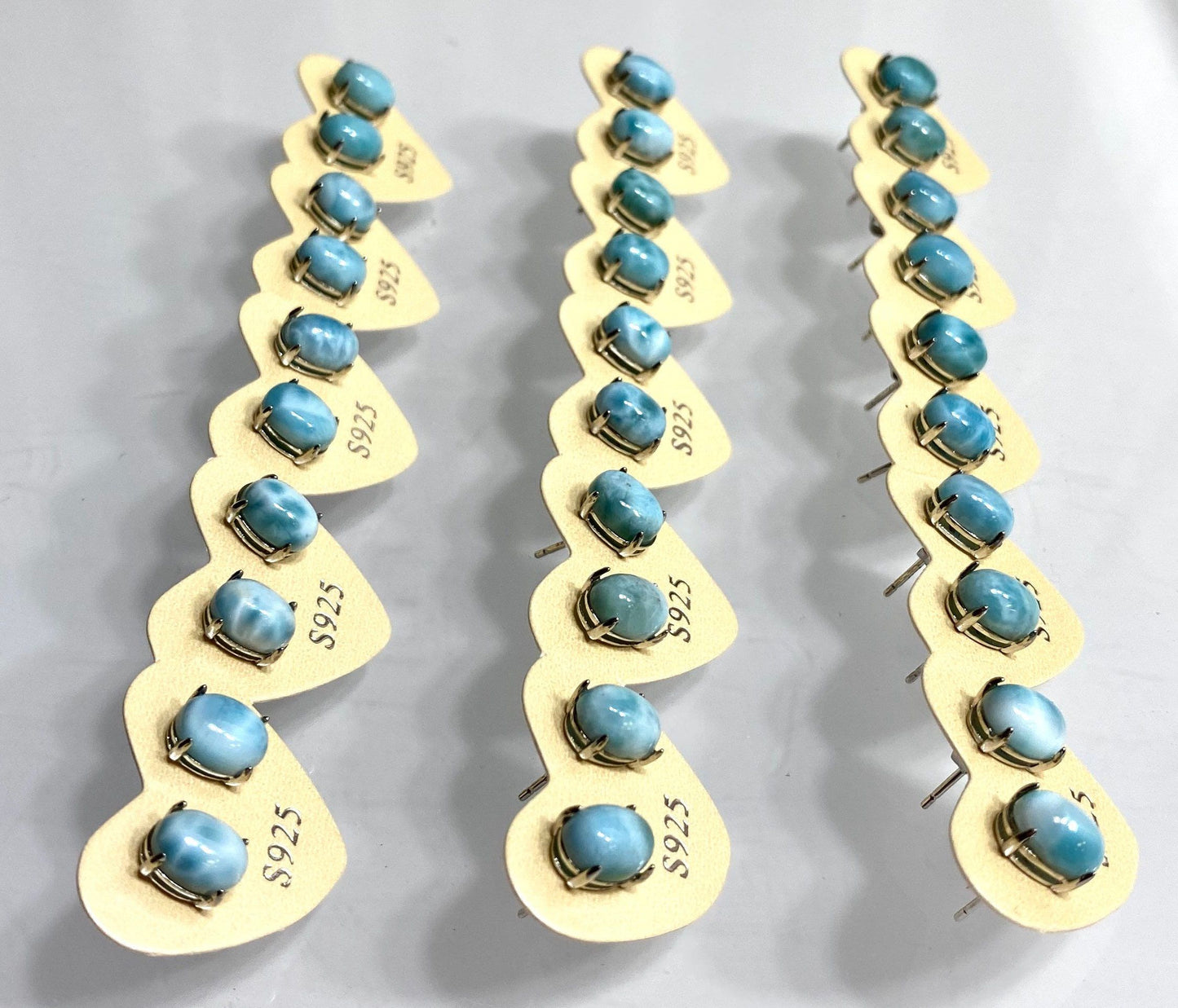 Wholesale Lot 5 Pairs Natural Larimar Sterling Silver(925) Earring Studs 6x8mm