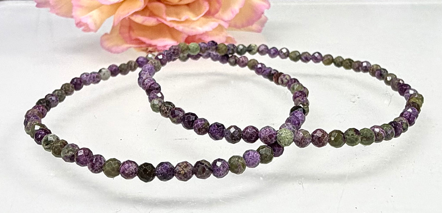 6 PCs Natural Atlantisite Faceted 3.5mm Stretch Bracelet 7.5”