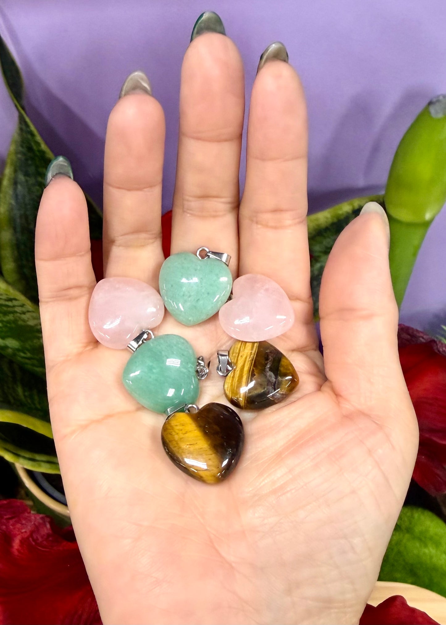 Wholesale Lot 15 Pcs Natural Crystal 2 cm Heart Pendant Healing Energy