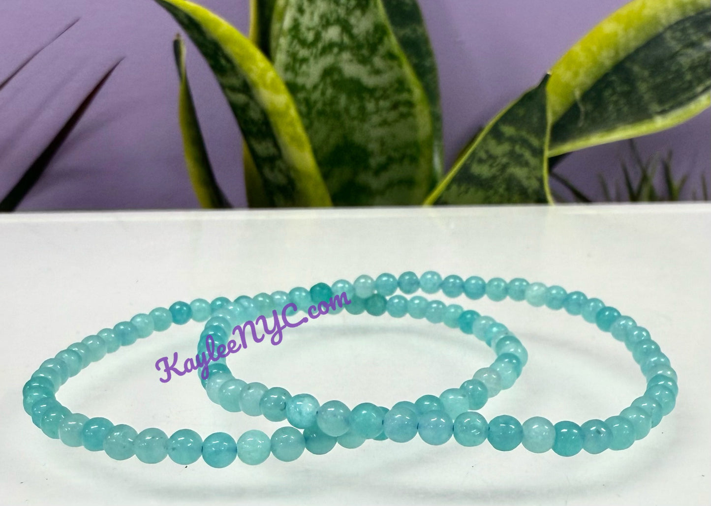 Wholesale Lot 6 Pcs Natural Amazonite 4mm 7.5” Crystal Healing Stretch Bracelet