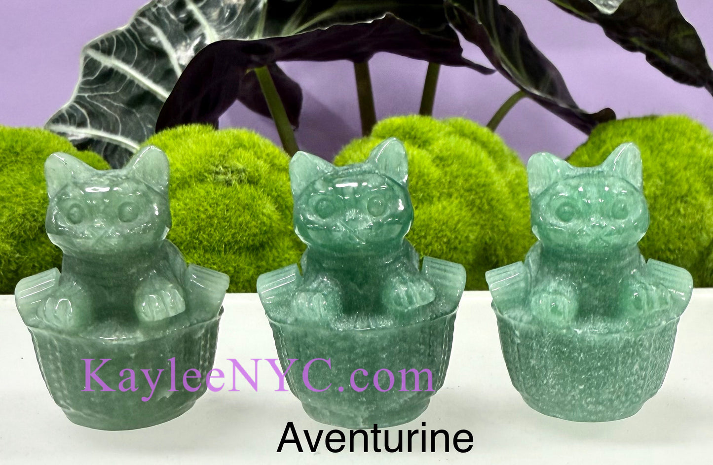 6 PCs 6cm Natural Crystals Cat in Basket Carving Healing Energy