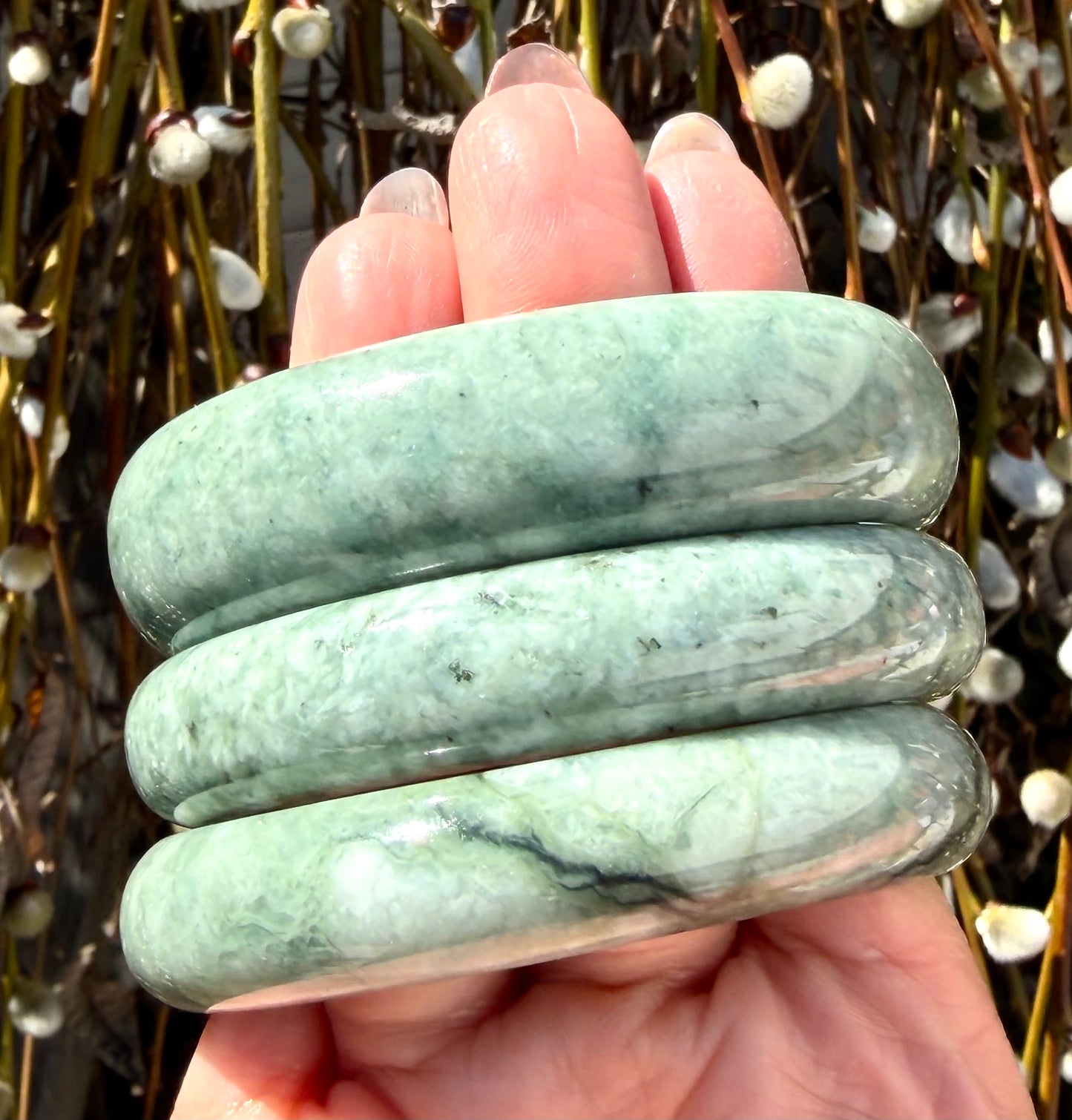 Wholesale 3 Pcs Natural Burma Jade Bangle Bracelet Crystal Healing
