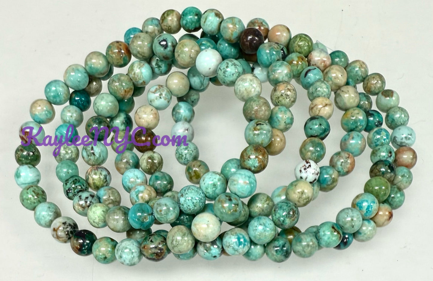 Wholesale 6 Pcs Natural Turquoise 6mm 7.5” Crystal Healing Stretch Bracelet