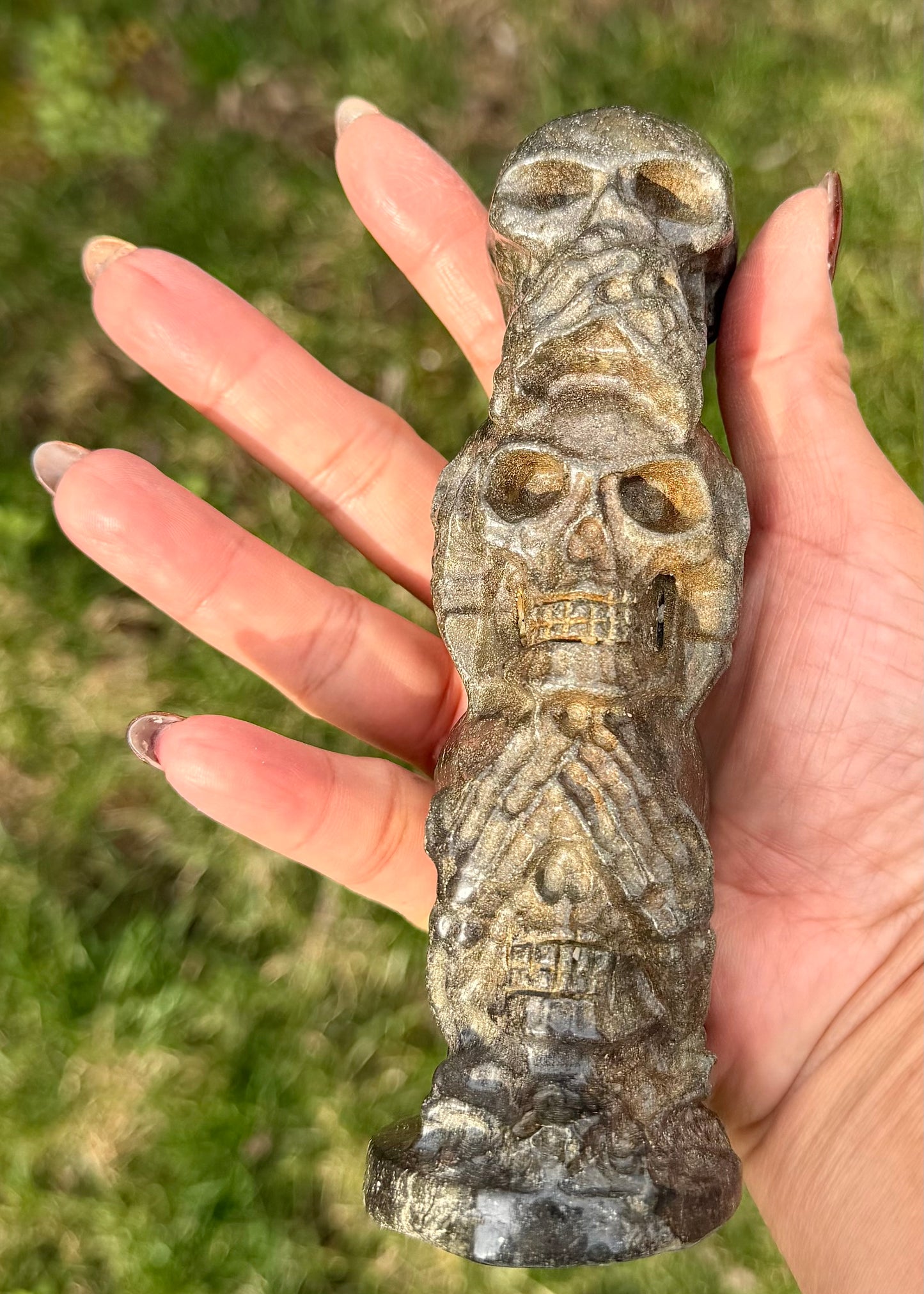4 PCs 6” Natural Pyrite Skulls Crystal Healing Energy