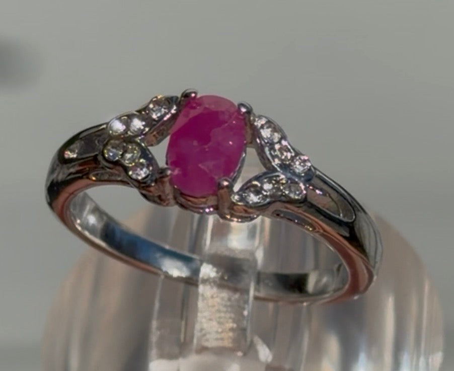 Wholesale Lot 7 pcs Natural Ruby Stainless Steel Ring 4x6mm