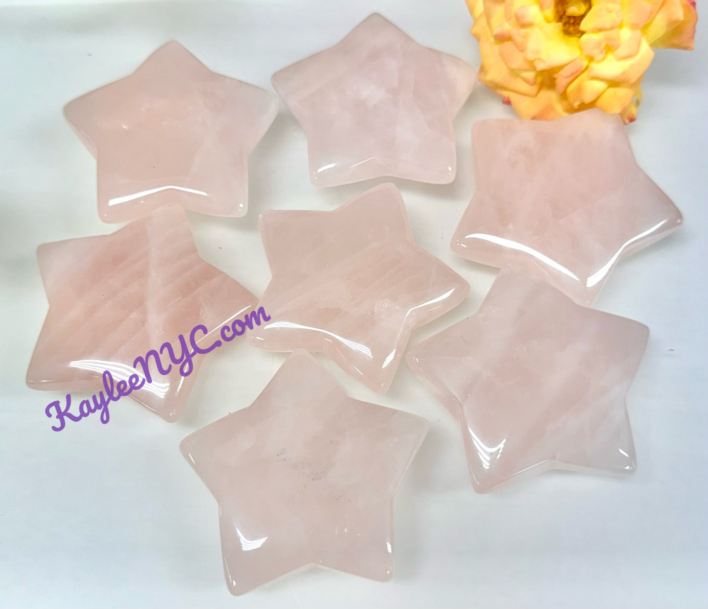 Wholesale Lot 7 pcs Natural Rose Quartz Stars Crystals Healing Energy
