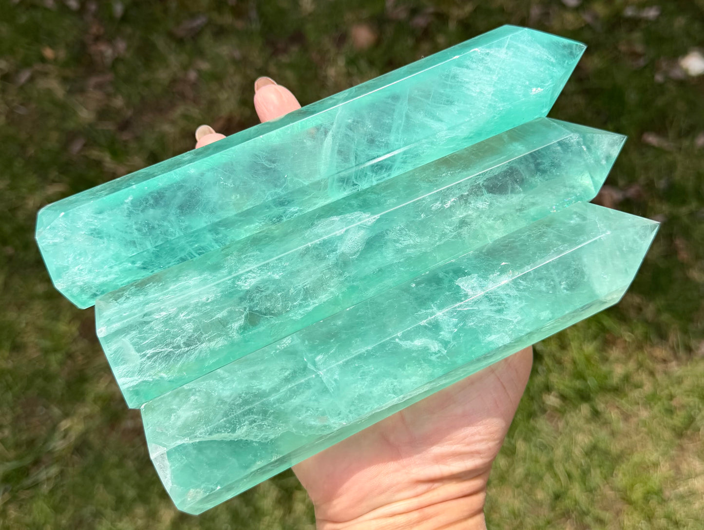 Wholesale Lot 3-4 PCs large Mint Green Fluorite Tower Obelisk Point Natural Crystal Healing