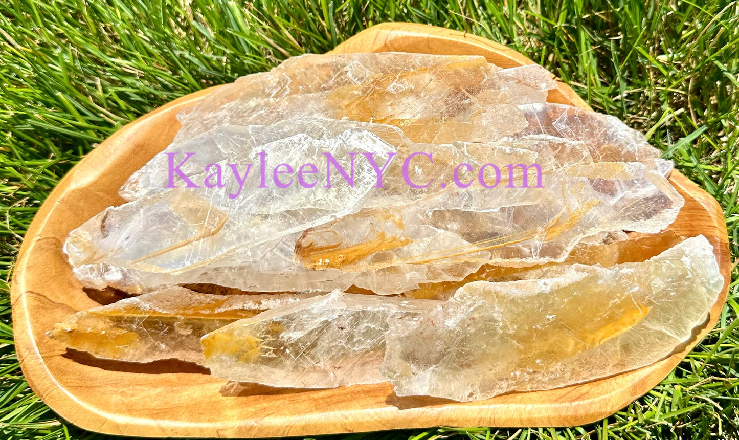Wholesale Lot 2 Lbs Natural Golden Phantom Selenite Crystal Raw Healing Energy