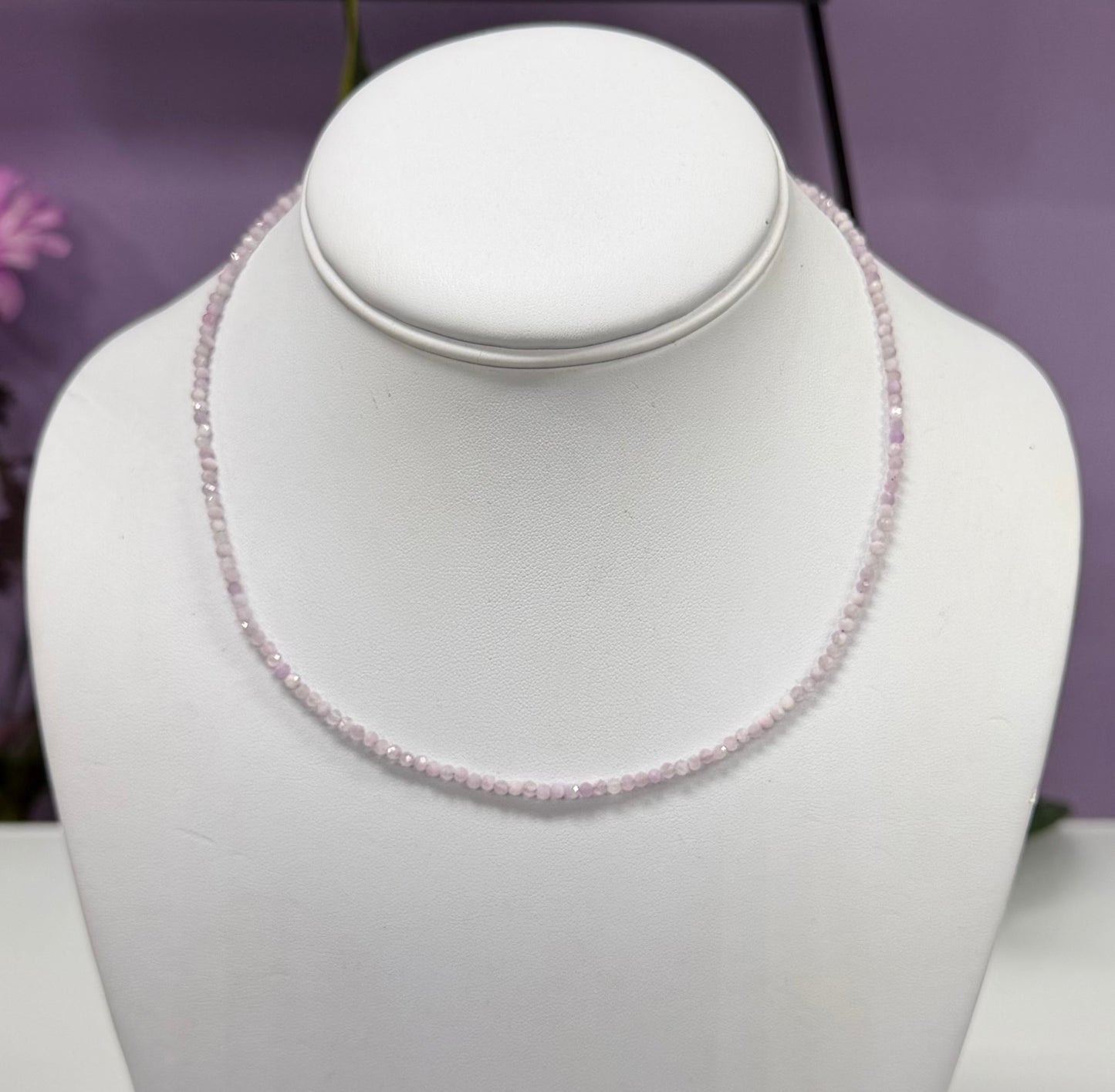 6 PCs 2mm Faceted Natural Kunzite Necklace Stainless Steel Finding
