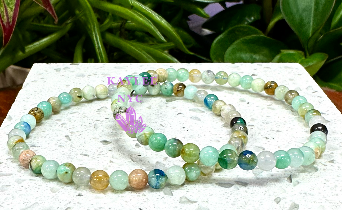 6pcs 4mm Natural Fynchenite Stretch Bracelet 7.5”
