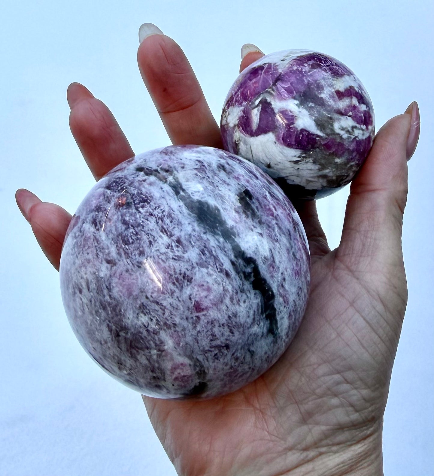 4-5 PCs Natural Pink Tourmaline Sphere Crystals Healing Energy