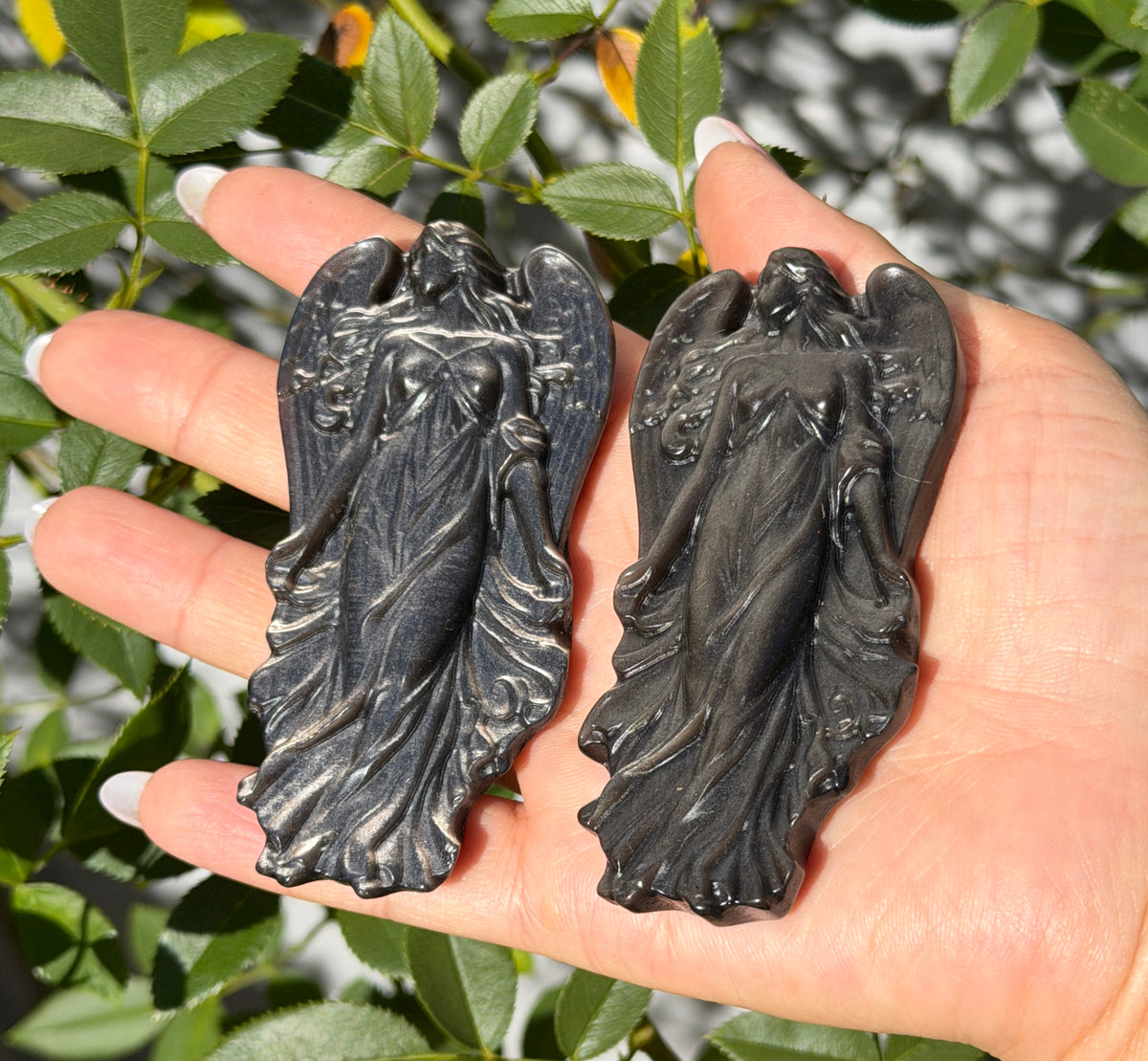 Wholesale Lot 4 pcs Natural Silver Sheen Obsidian Angel Crystal Healing Energy