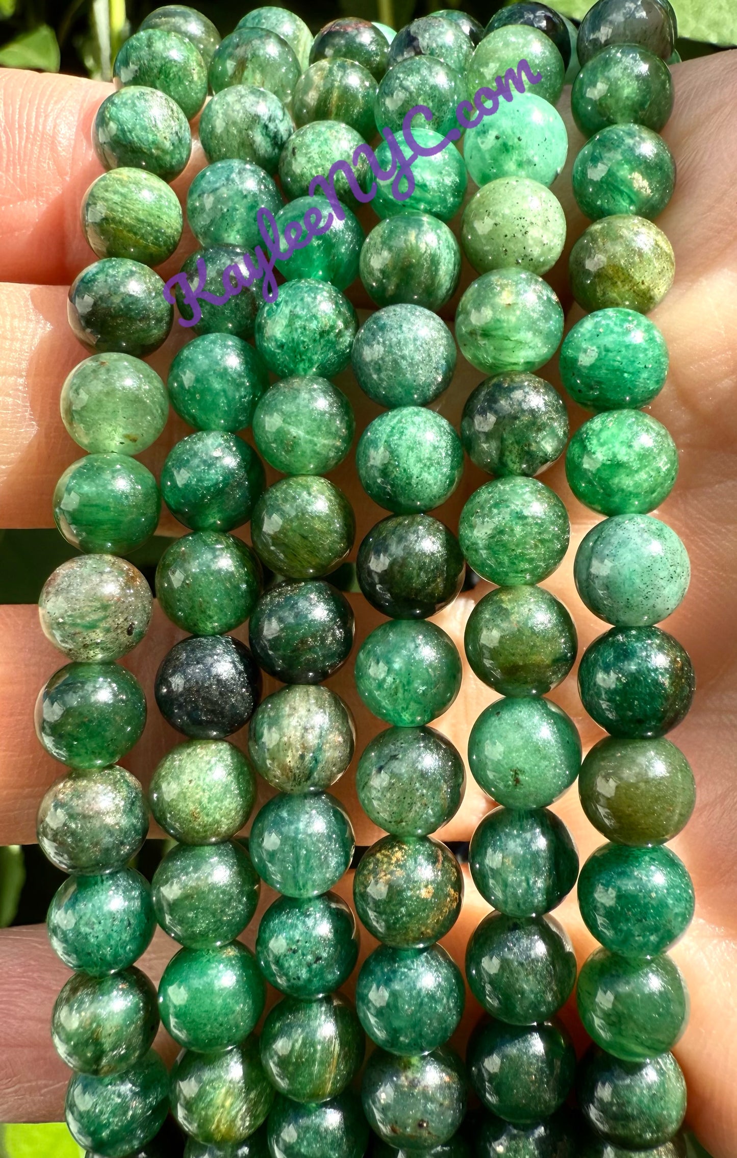 6pcs 6mm Natural Green Lepidolite Stretch Bracelet 7.5”