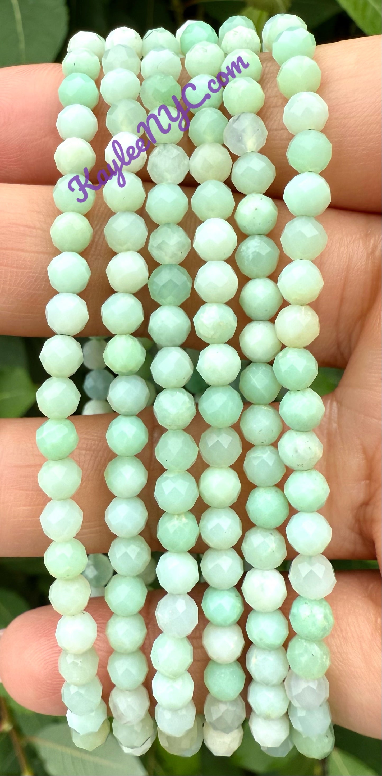 Wholesale Lot 6 Pcs 4mm Faceted Natural Chrysoprase 7.5” Crystal Healing Stretch Bracelet