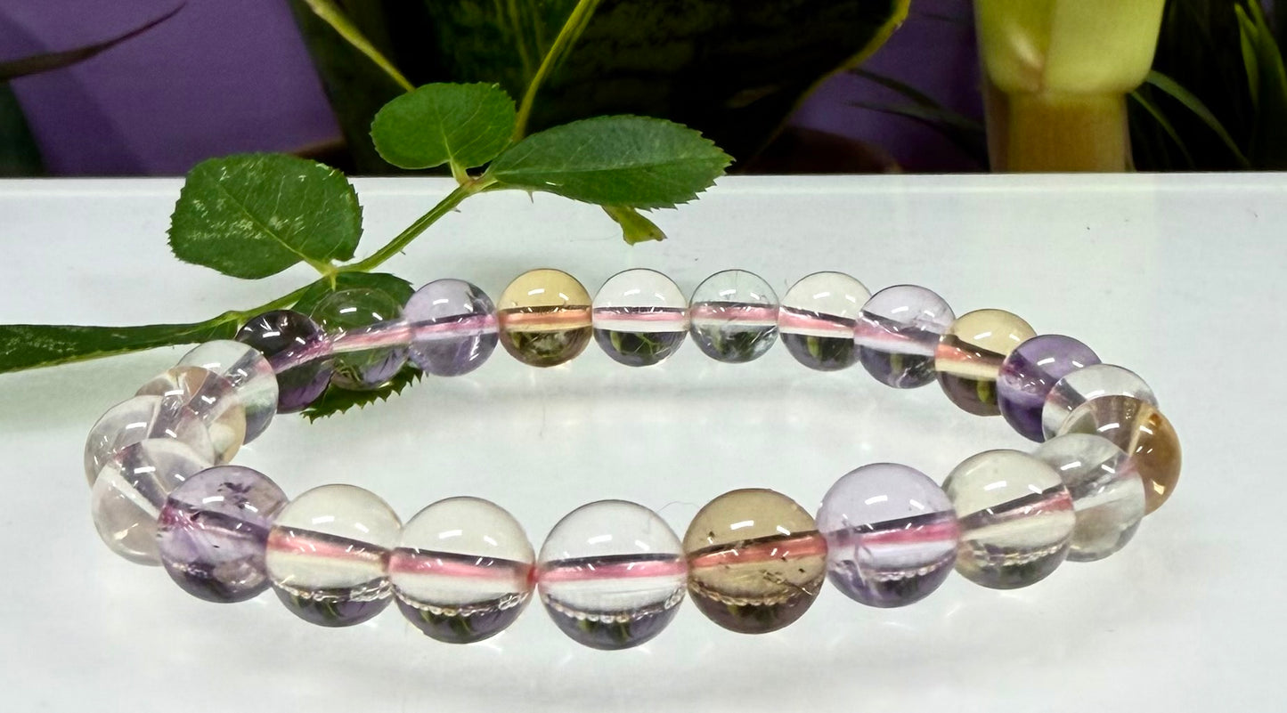 Wholesale 6 Pcs Natural Ametrine 8mm 7.5” Crystal Healing Stretch Bracelet