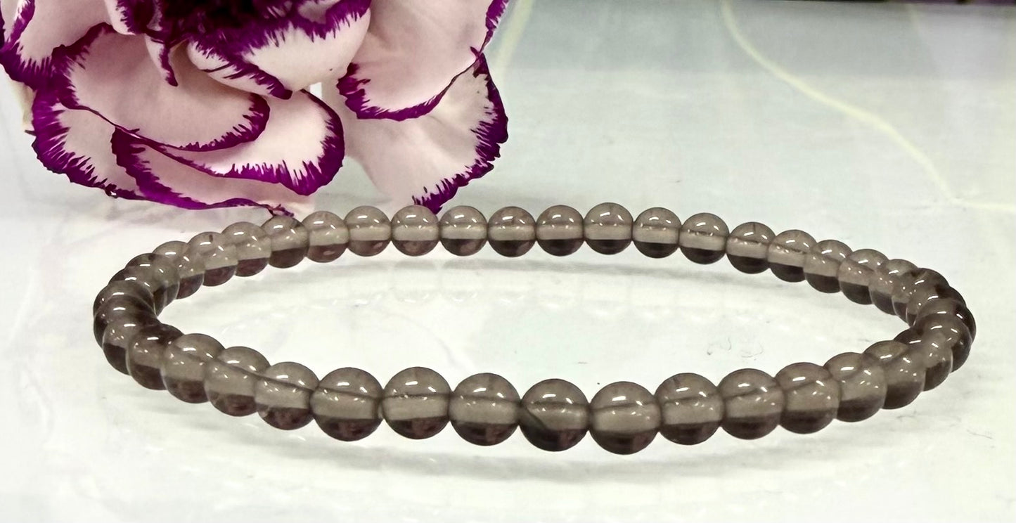 Wholesale Lot 6 Pcs Natural Ice Obsidian 4mm 7.5” Crystal Healing Stretch Bracelet