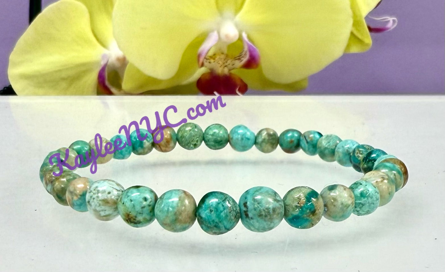 Wholesale 6 Pcs Natural Turquoise 6mm 7.5” Crystal Healing Stretch Bracelet