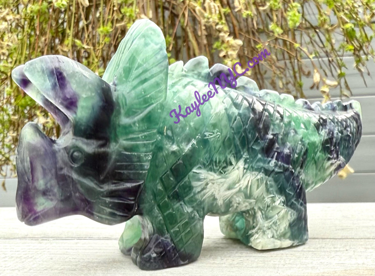 2 PCs Natural Fluorite Triceratops Dinosaur Crystals Healing Energy