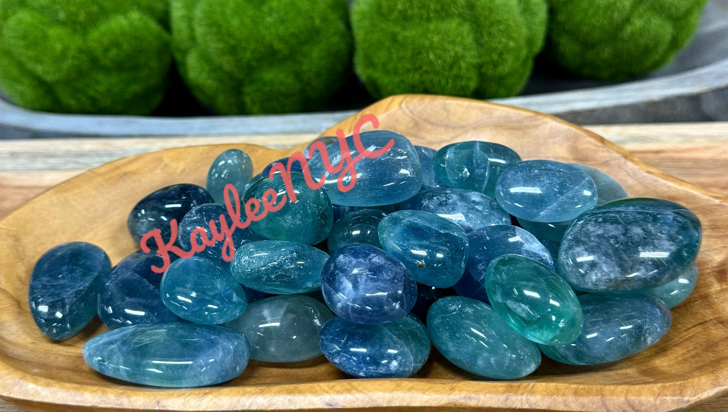 2 lbs Natural Blue Green Fluorite Tumble Crystals healing energy
