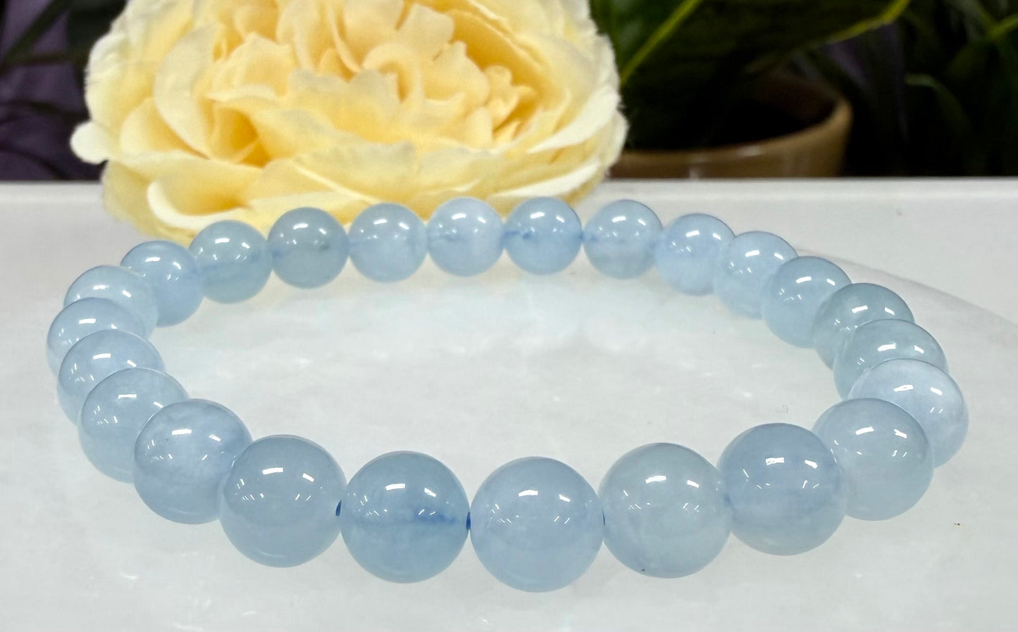 Wholesale 6 Pcs Natural Aquamarine 8mm 7.5” Crystal Healing Stretch Bracelet