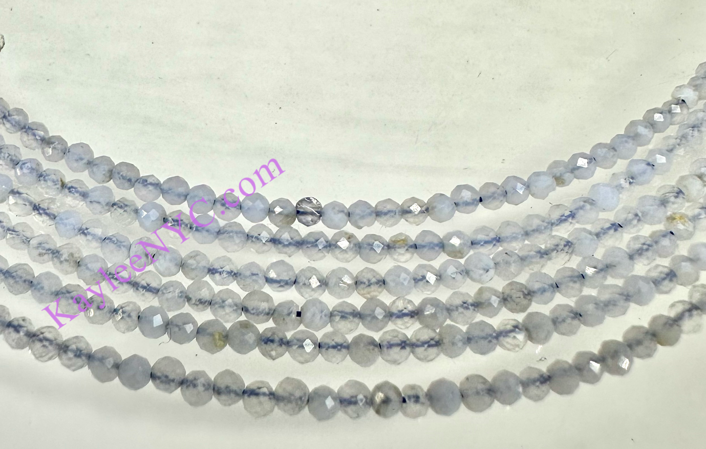 6 PCs 2mm Natural Blue Laces Agate Necklaces