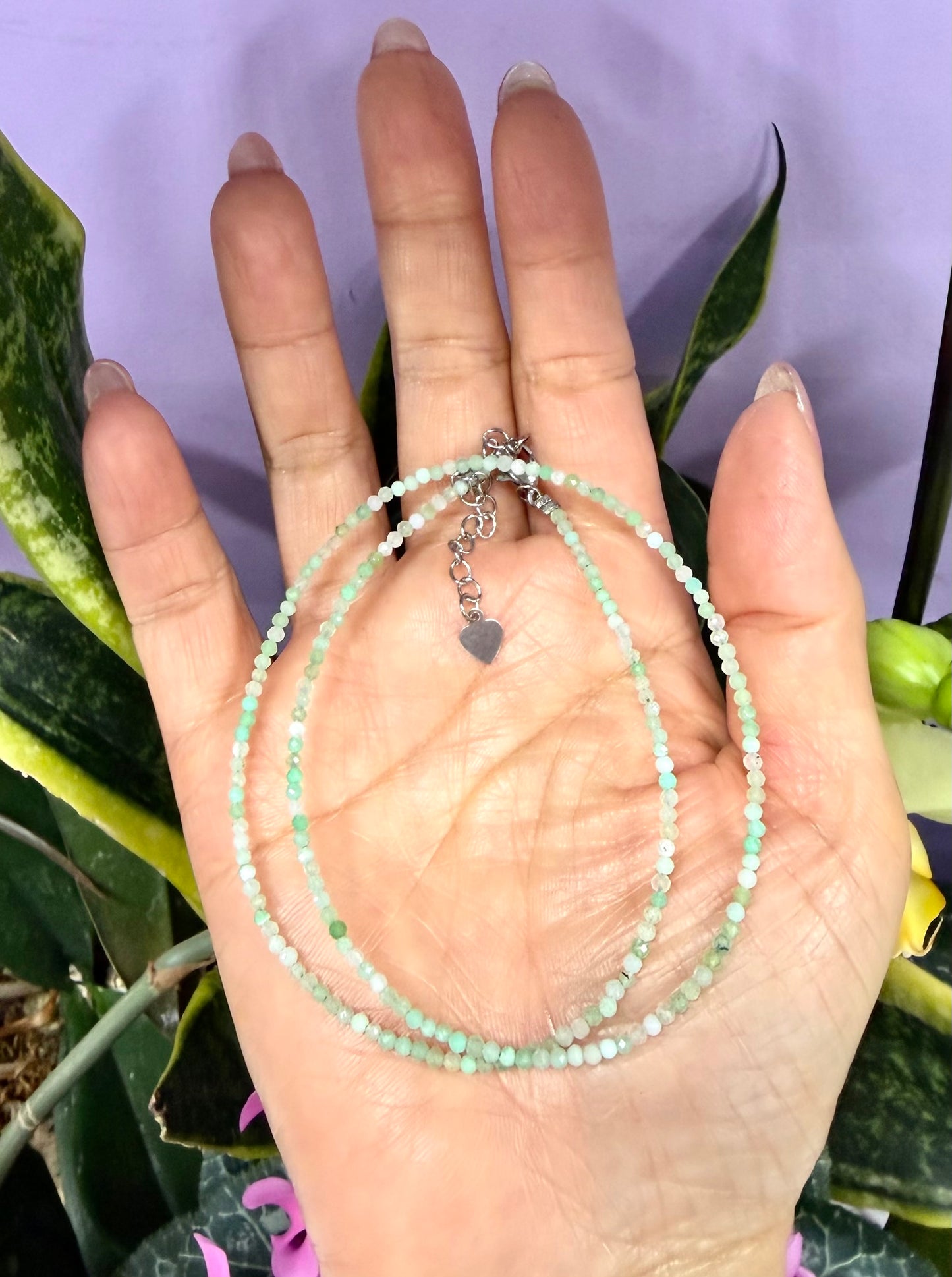 6 PCs 2mm Natural Chrysoprase Necklaces