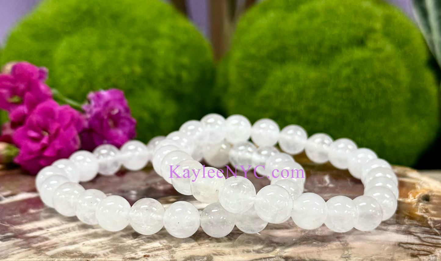 Wholesale 6 Pcs Natural Quartz 8mm 7.5” Crystal Healing Stretch Bracelet