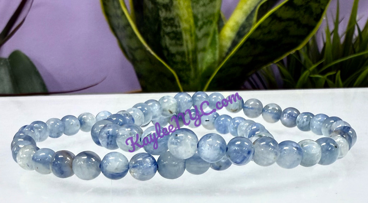 Wholesale 6 Pcs Natural Blue Kyanite 6mm 7.5” Crystal Healing Stretch Bracelet