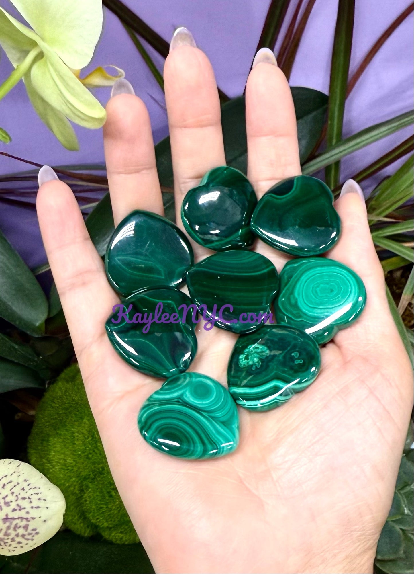 Wholesale Lot 8 pcs Natural Malachite Heart crystal Healing Energy