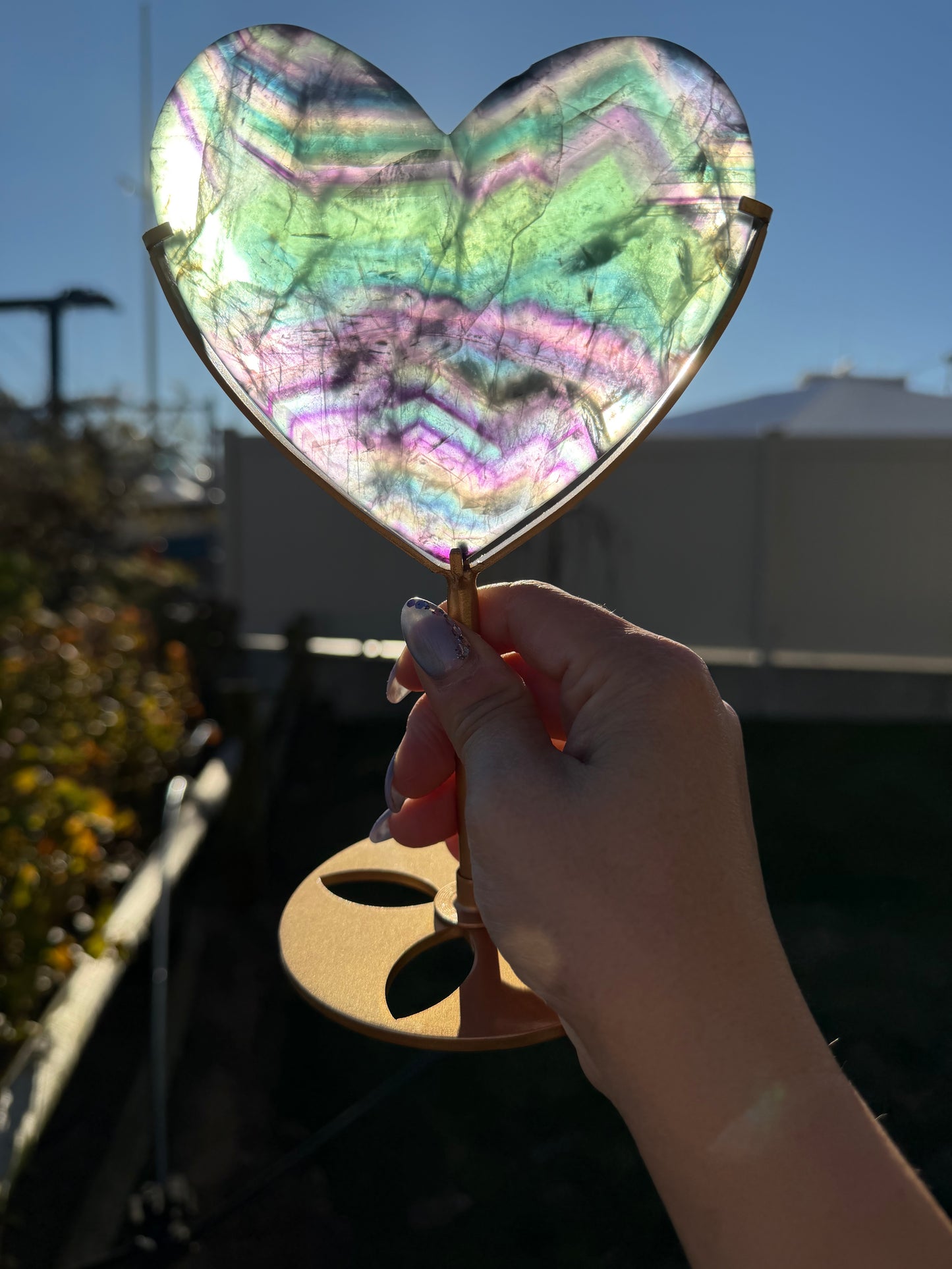 Wholesale Lot 3-4PCs Natural Rainbow Fluorite Heart w/stand Healing Energy