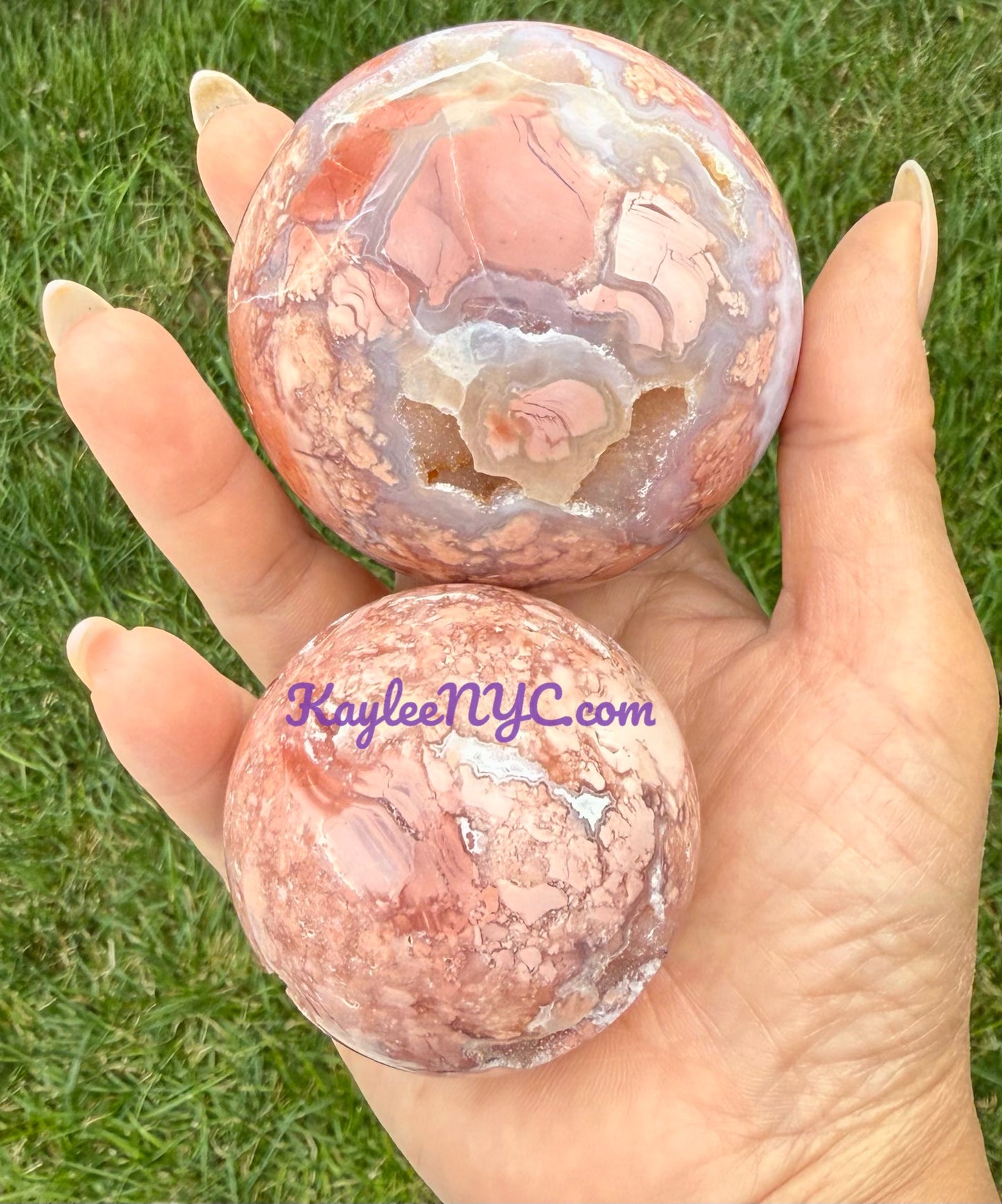 5-7 PCs Natural Pink Agate Sphere