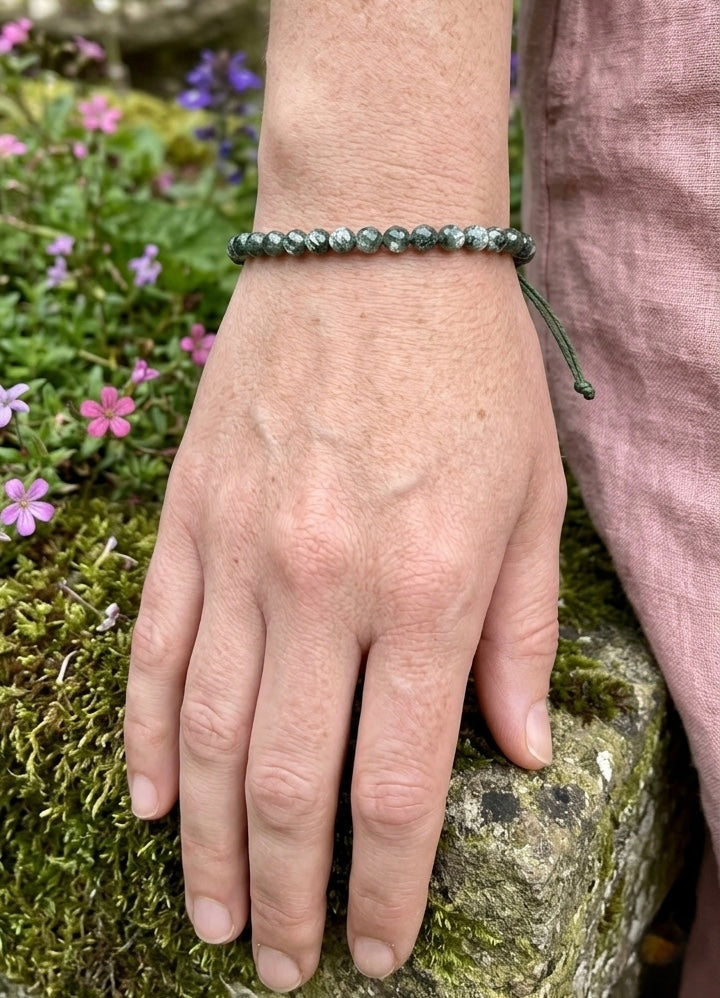 Wholesale 6 Pcs 4mm Seraphinite Faceted Natural Crystal Stretch Bracelet 7.5" (Russia)