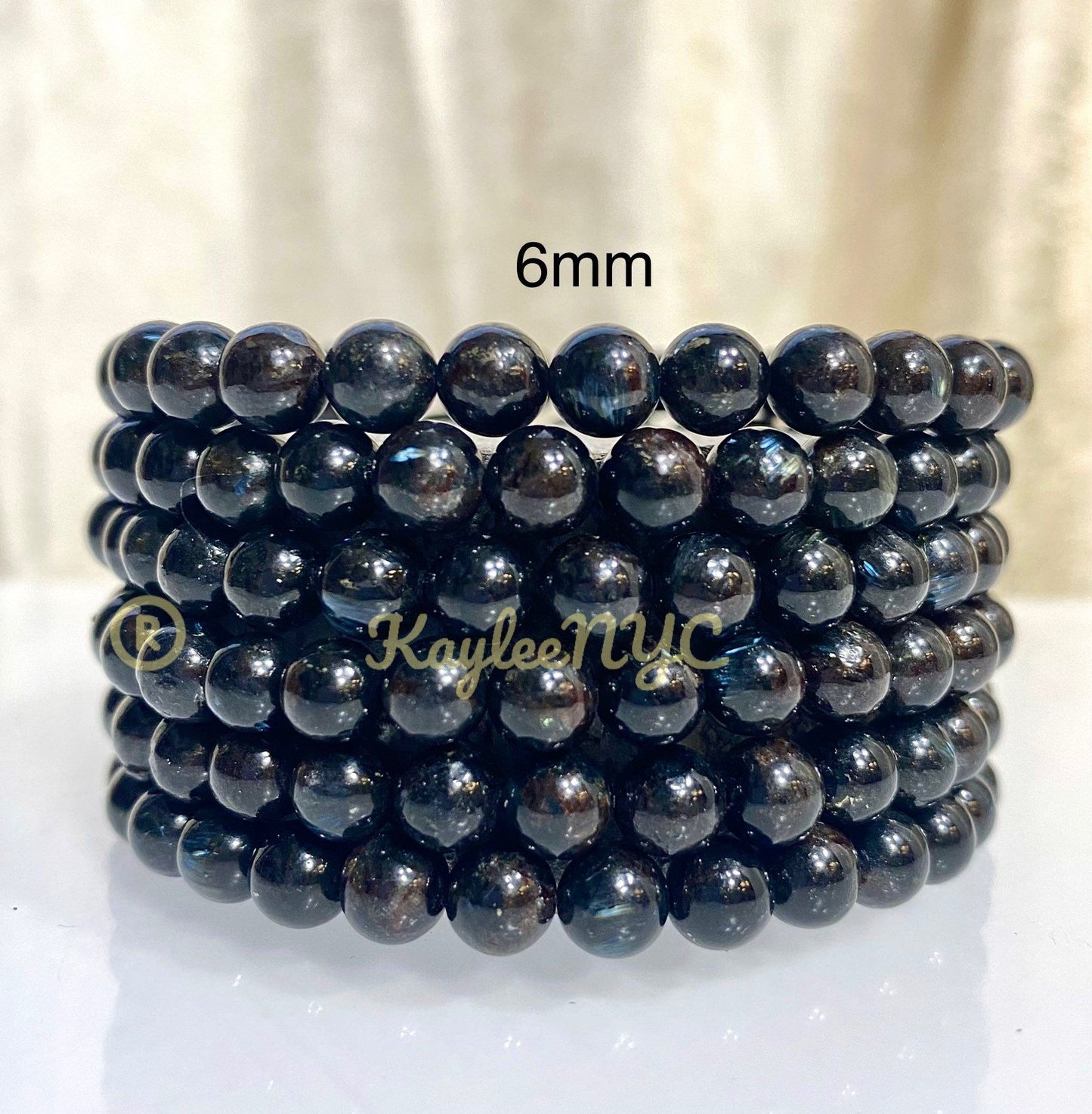 Wholesale 6 Pcs Natural Astrophyllite aka Arfvedsonite 6mm 7.5” Crystal Healing Stretch Bracelet