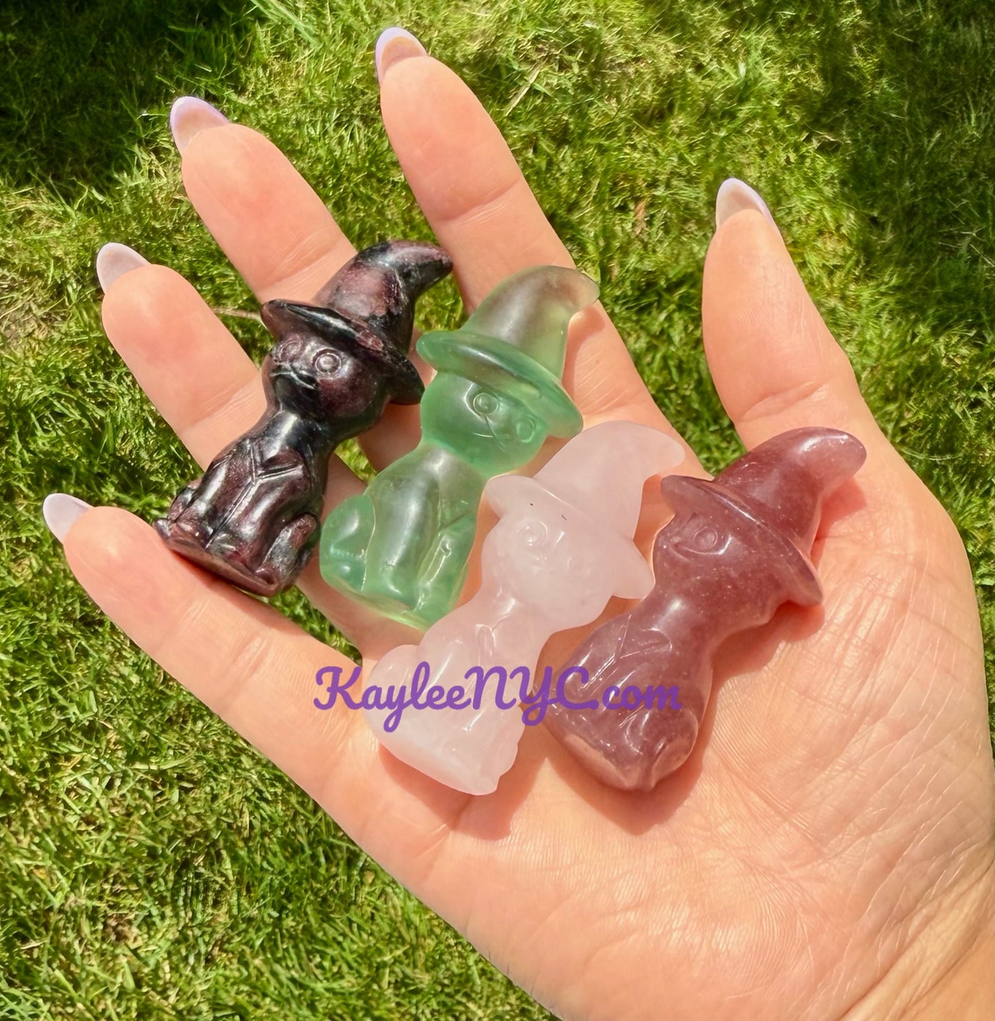 Wholesale Lot 8 pcs 6cm Natural Crystals Witch Hat Cat Healing Energy