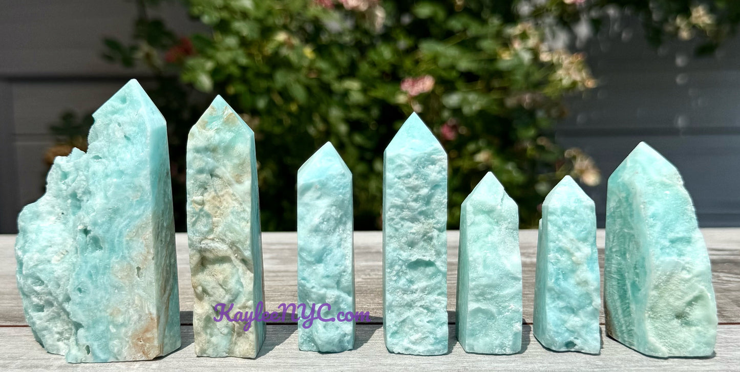 1 lb Natural Blue Aragonite Obelisk Tower Crystals Healing Energy