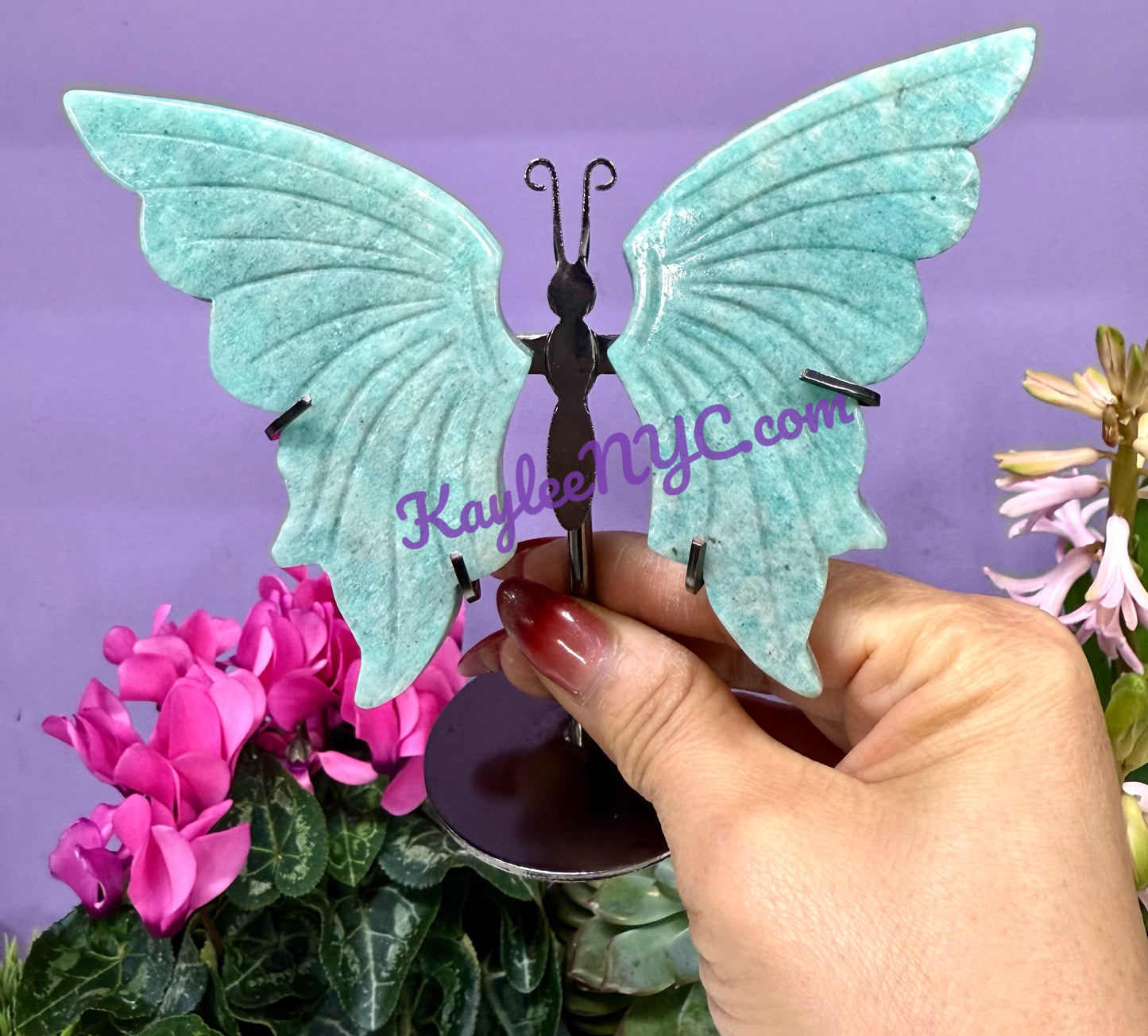 Wholesale Lot 4 PCs Natural Amazonite Crystal Butterfly w/stand Healing Energy