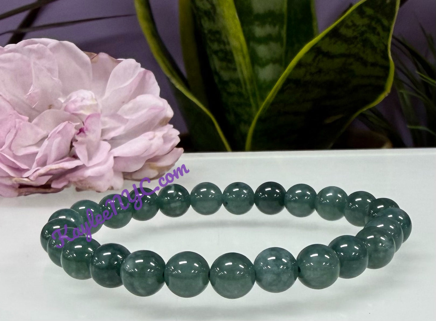 Wholesale 6 Pcs Natural Dark Green Burma Jade Jadeite 8mm 7.5” Crystal Healing Stretch Bracelet