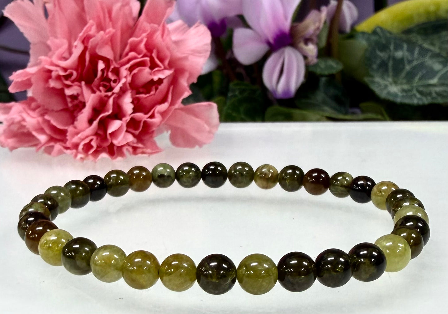 Wholesale 6 Pcs 6mm Green Garnet Stretch Bracelet Natural Crystal Healing Energy