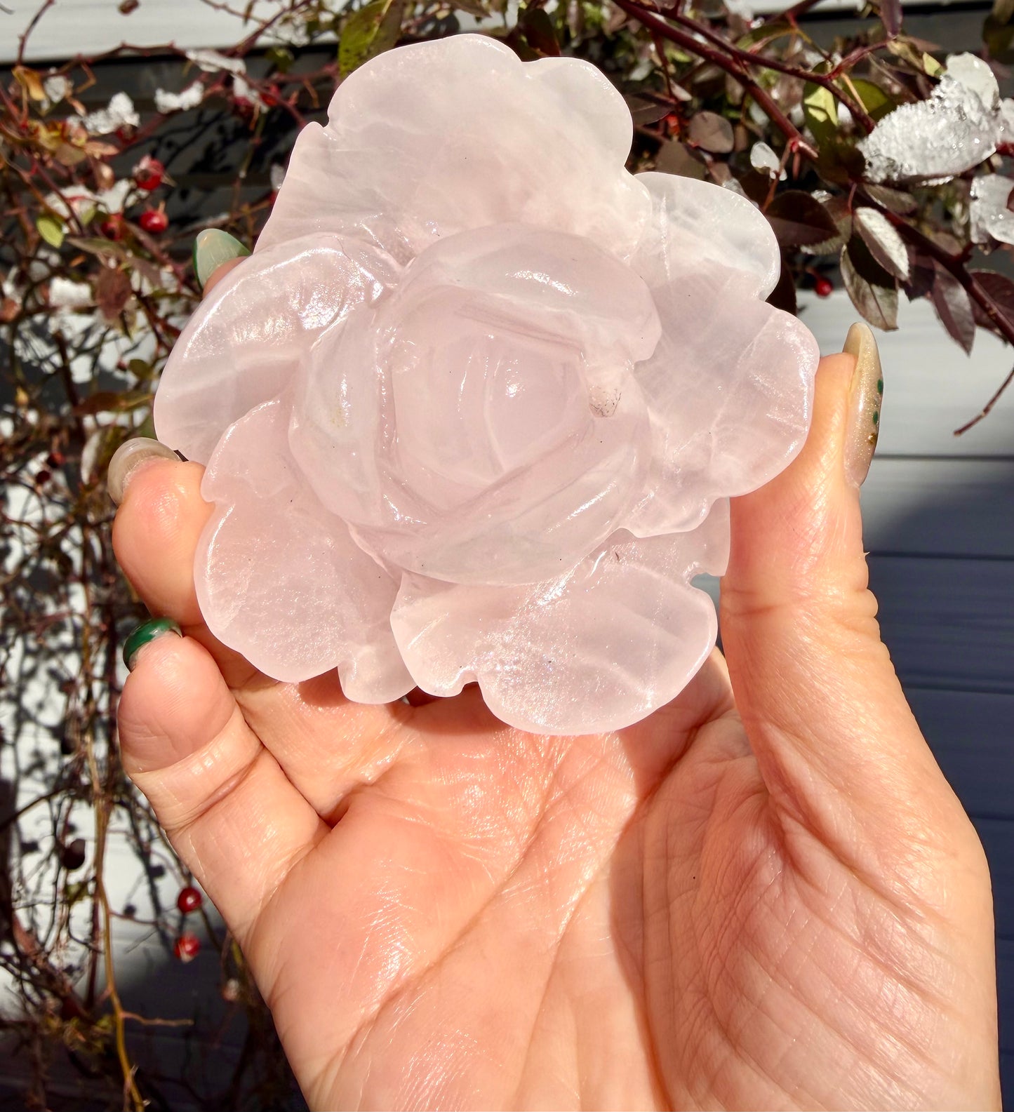 4-5 PCs Natural Mangano Calcite Flowers Carving Crystals Healing Energy