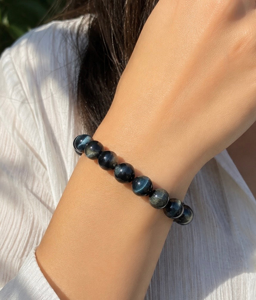 Wholesale 6 Pcs Natural Blue Tiger Eye 8mm 7.5” Stretch Bracelet Crystal Healing Energy