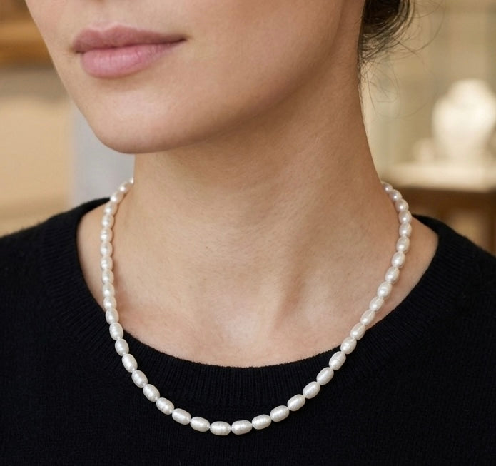 6 PCs 6 pcs ~5.5mm Natural Freshwater Pearl Necklace Healing Energy
