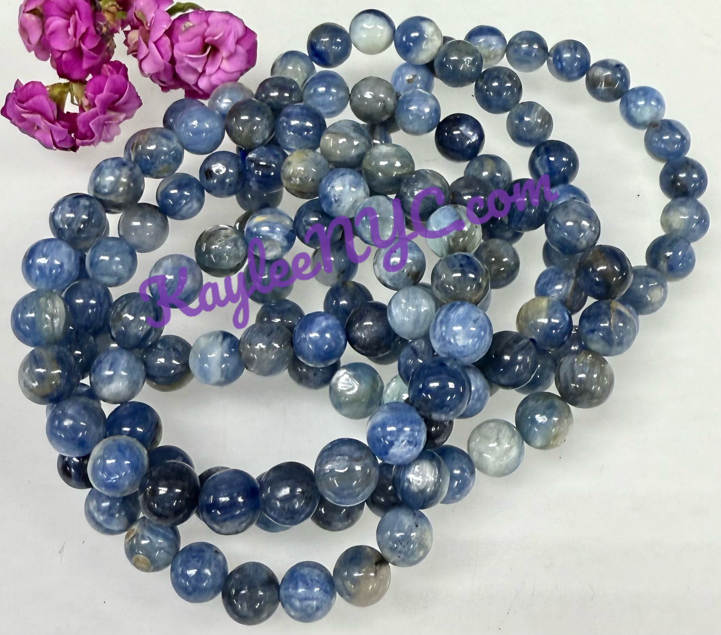 LWholesale lot 6 Pcs Natural Blue Kyanite 8mm 7.5” Crystal Healing Stretch Bracelet