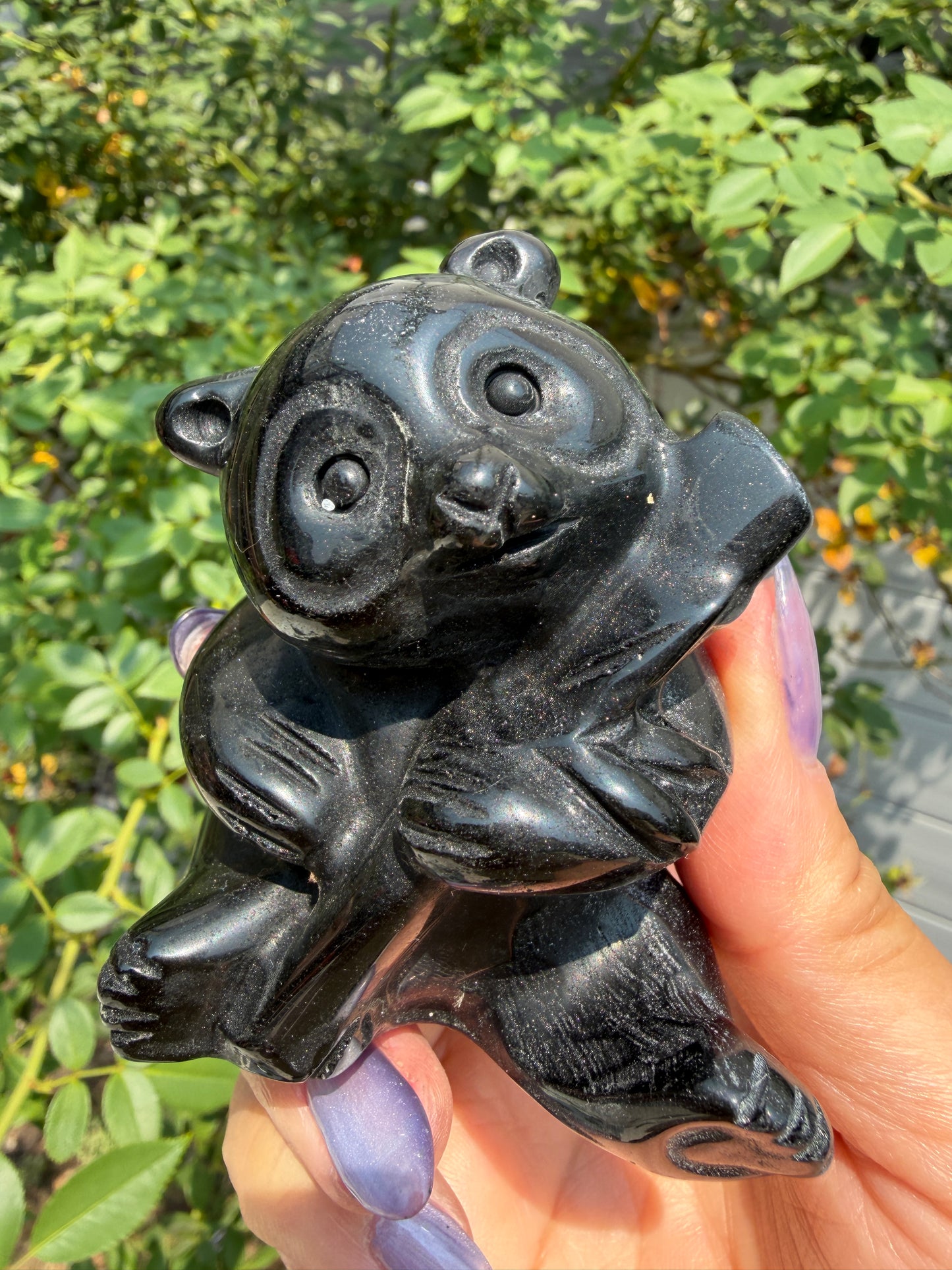 4 PCs 3” Natural Black Obsidian Panda Crystals Healing Energy