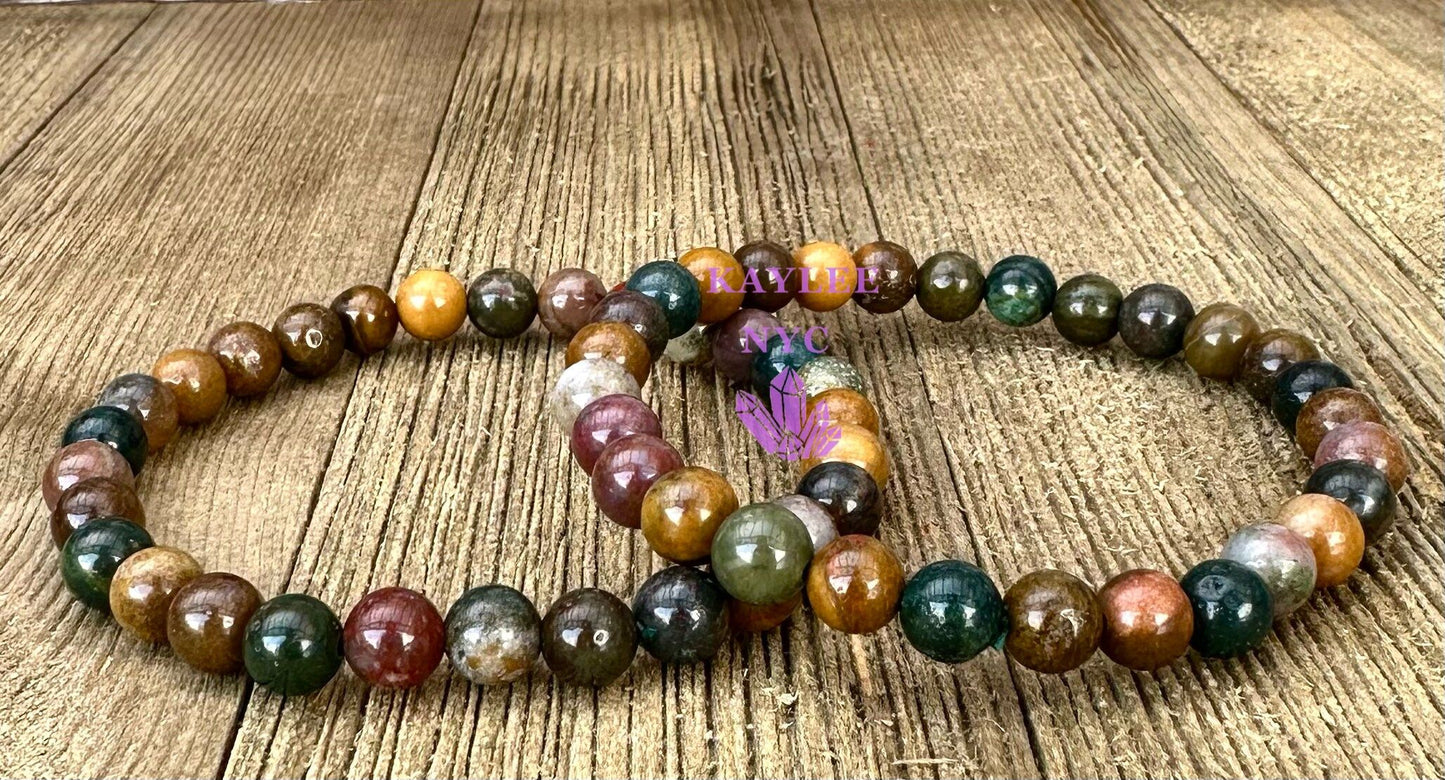 Wholesale 6 Pcs Natural Marine Jasper 6mm 7.5” Stretch Bracelet Crystal Healing Energy